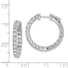 Sterling Shimmer Sterling Silver Rhodium-plated 38 Stone 2.5mm CZ In and Out Round Hinged Hoop Earrings