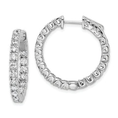 Sterling Shimmer Sterling Silver Rhodium-plated 38 Stone 2.5mm CZ In and Out Round Hinged Hoop Earrings
