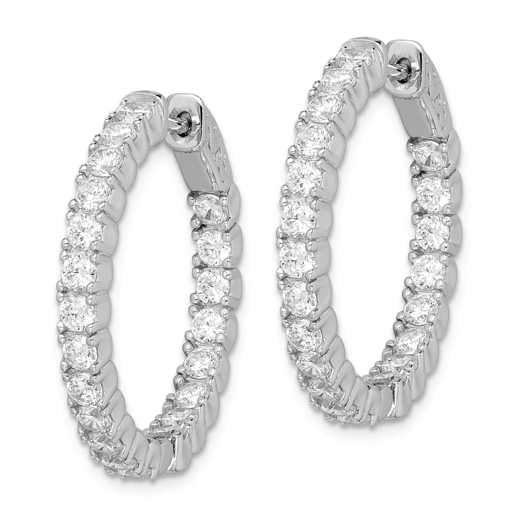 Sterling Shimmer Sterling Silver Rhodium-plated 42 Stone 2.5mm CZ In and Out Round Hinged Hoop Earrings