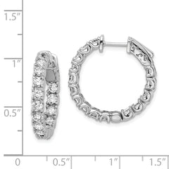 Sterling Shimmer Sterling Silver Rhodium-plated 30 Stone 3.0mm CZ In and Out Round Hinged Hoop Earrings