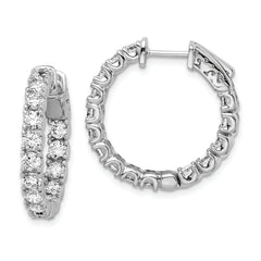 Sterling Shimmer Sterling Silver Rhodium-plated 30 Stone 3.0mm CZ In and Out Round Hinged Hoop Earrings