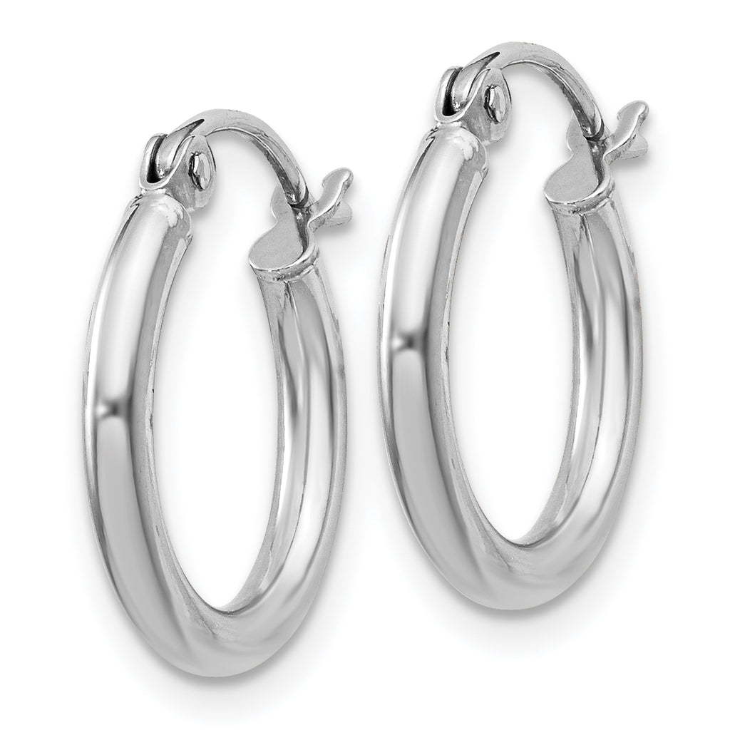 Round Hoop Earrings in Sterling Silver, 2mm