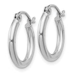 Round Hoop Earrings in Sterling Silver, 2mm