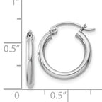 Round Hoop Earrings in Sterling Silver, 2mm