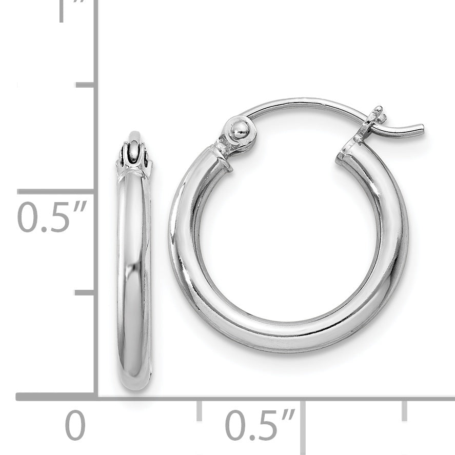 Round Hoop Earrings in Sterling Silver, 2mm