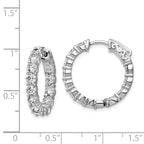 Sterling Shimmer Sterling Silver Rhodium-plated 24 Stone 3.5mm CZ In and Out Round Hinged Hoop Earrings