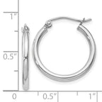 Sterling Silver Rhodium-Plated 2mm Round Hoop Earrings