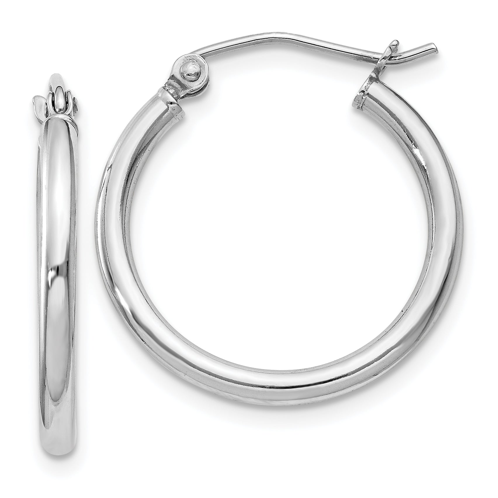 Sterling Silver Rhodium-plated 2mm Round Hoop Earrings Main image