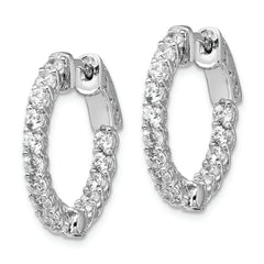 Sterling Shimmer Sterling Silver Rhodium-plated 30 Stone 2.3mm CZ In and Out Round Hinged Hoop Earrings