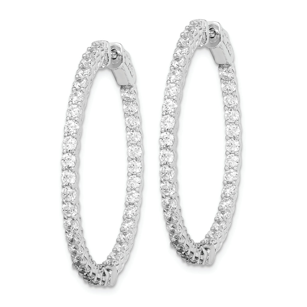 Sterling Shimmer Sterling Silver Rhodium-plated 70 Stone 2.3mm CZ In and Out Round Hinged Hoop Earrings