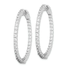 Sterling Shimmer Sterling Silver Rhodium-plated 70 Stone 2.3mm CZ In and Out Round Hinged Hoop Earrings