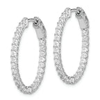 Sterling Shimmer Sterling Silver Rhodium-plated 50 Stone 2mm CZ In and Out Oval Hinged Hoop Earrings