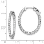 Sterling Shimmer Sterling Silver Rhodium-plated 50 Stone 2mm CZ In and Out Oval Hinged Hoop Earrings