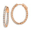 Sterling Shimmer Sterling Silver Rose-tone Flash Rose Gold-plated 42 Stone 2.5mm CZ In and Out Oval Hinged Hoop Earrings