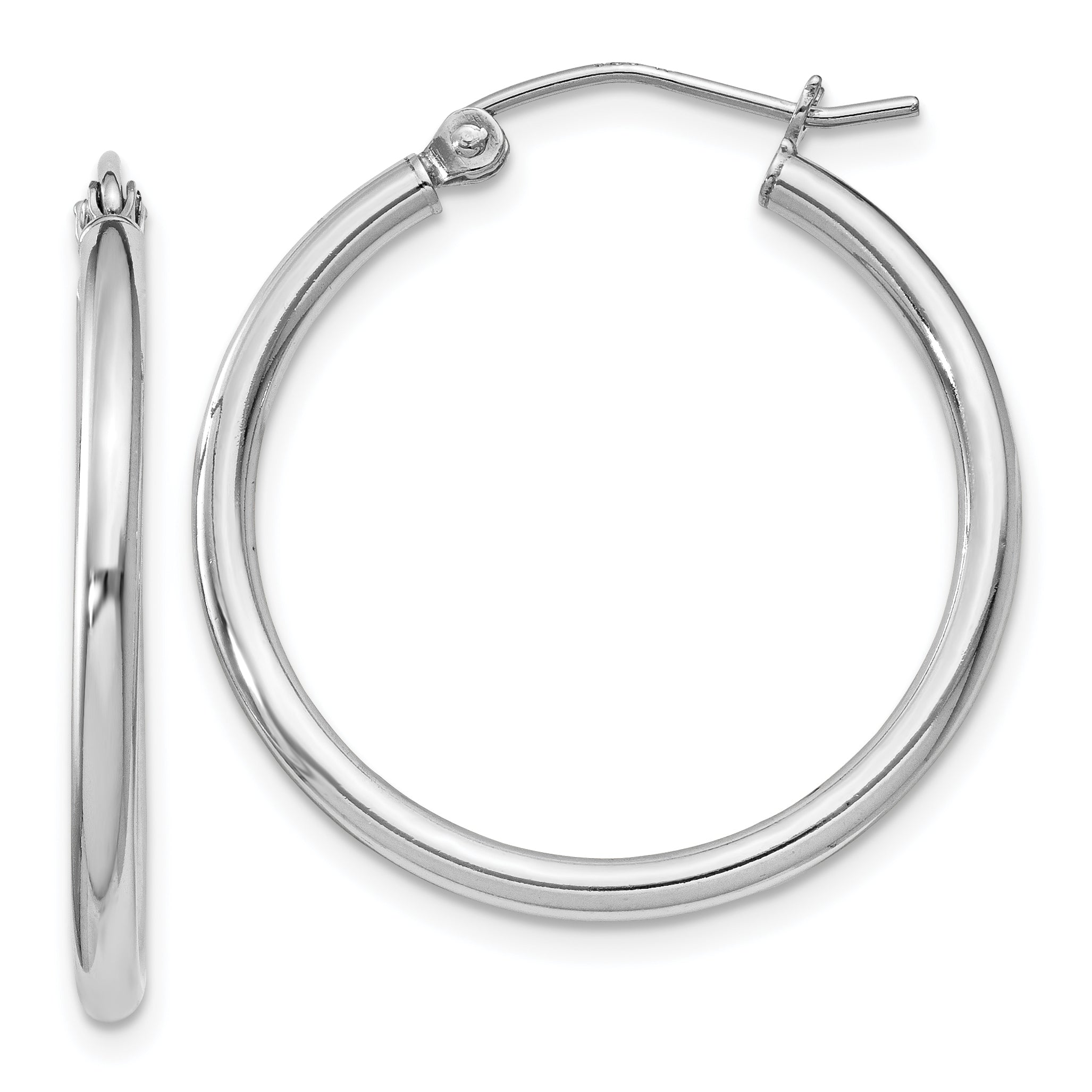 Sterling Silver Rhodium-plated 2mm Round Hoop Earrings Main image