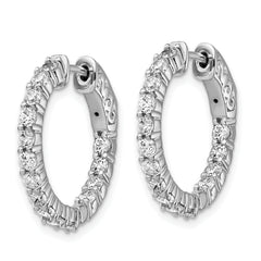 Sterling Shimmer Sterling Silver Rhodium-plated 30 Stone 2.3mm CZ In and Out Round Hinged Hoop Earrings