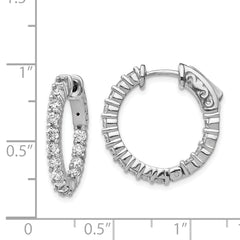 Sterling Shimmer Sterling Silver Rhodium-plated 30 Stone 2.3mm CZ In and Out Round Hinged Hoop Earrings