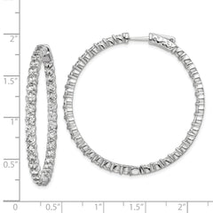 Sterling Shimmer Sterling Silver Rhodium-plated 70 Stone 3mm CZ In and Out Round Hinged Hoop Earrings