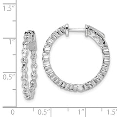 Sterling Shimmer Sterling Silver Rhodium-plated 30 Stone 2.3mm CZ In and Out Round Hinged Hoop Earrings