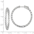 Sterling Shimmer Sterling Silver Rhodium-plated 46 Stone 2.75mm CZ In and Out Round Hinged Hoop Earrings