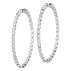 Sterling Shimmer Sterling Silver Rhodium-plated 78 Stone 2.75mm CZ In and Out Round Hinged Hoop Earrings