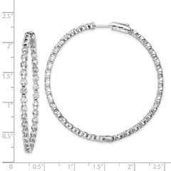 Sterling Shimmer Sterling Silver Rhodium-plated 78 Stone 2.75mm CZ In and Out Round Hinged Hoop Earrings