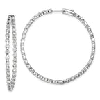 Sterling Shimmer Sterling Silver Rhodium-plated 78 Stone 2.75mm CZ In and Out Round Hinged Hoop Earrings