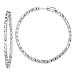 Sterling Shimmer Sterling Silver Rhodium-plated 78 Stone 2.75mm CZ In and Out Round Hinged Hoop Earrings