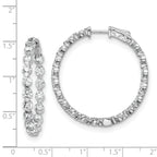 Sterling Shimmer Sterling Silver Rhodium-plated 36 Stone 3.5mm CZ In and Out Round Hinged Hoop Earrings
