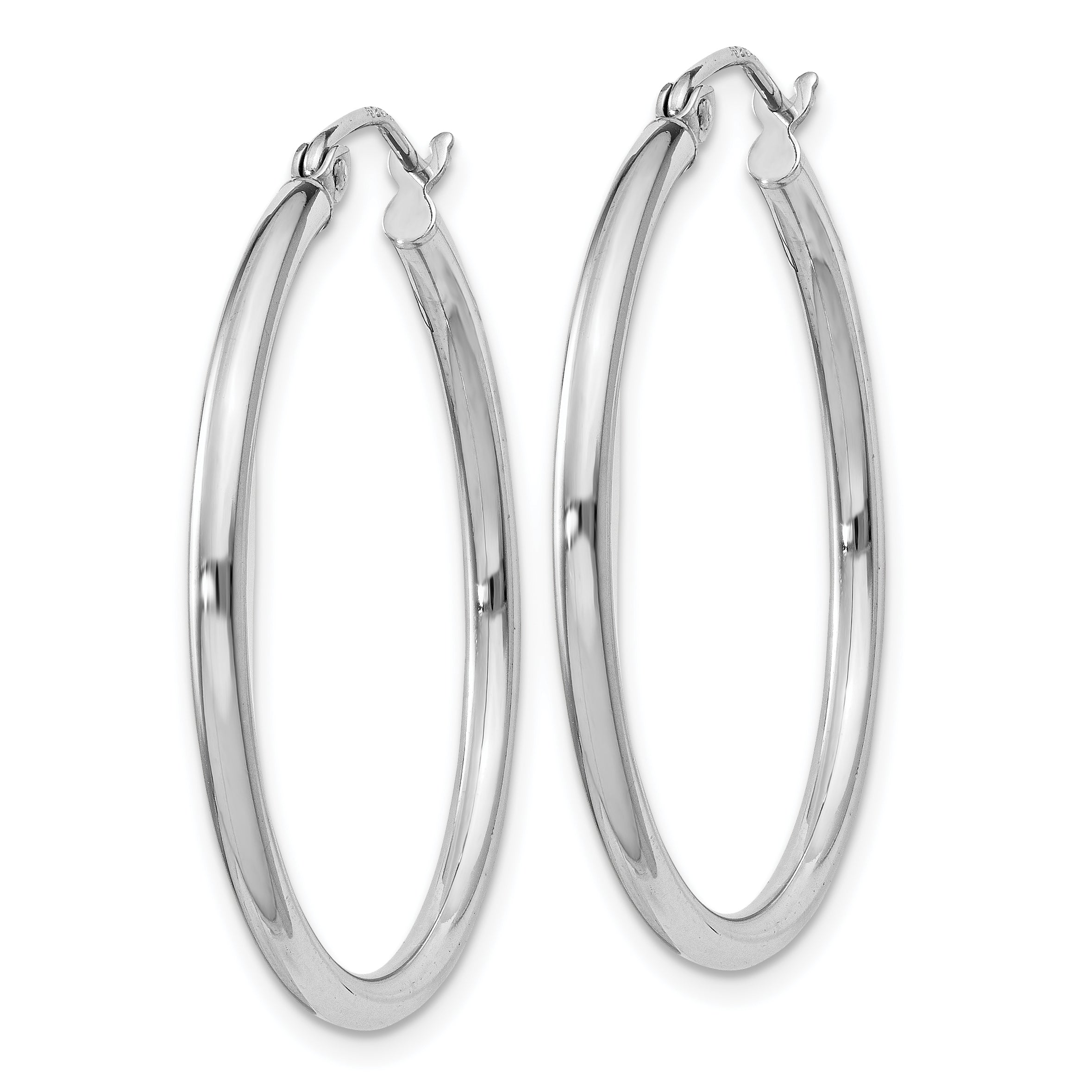 Sterling Silver Rhodium-plated 2mm Round Hoop Earrings Secondary image