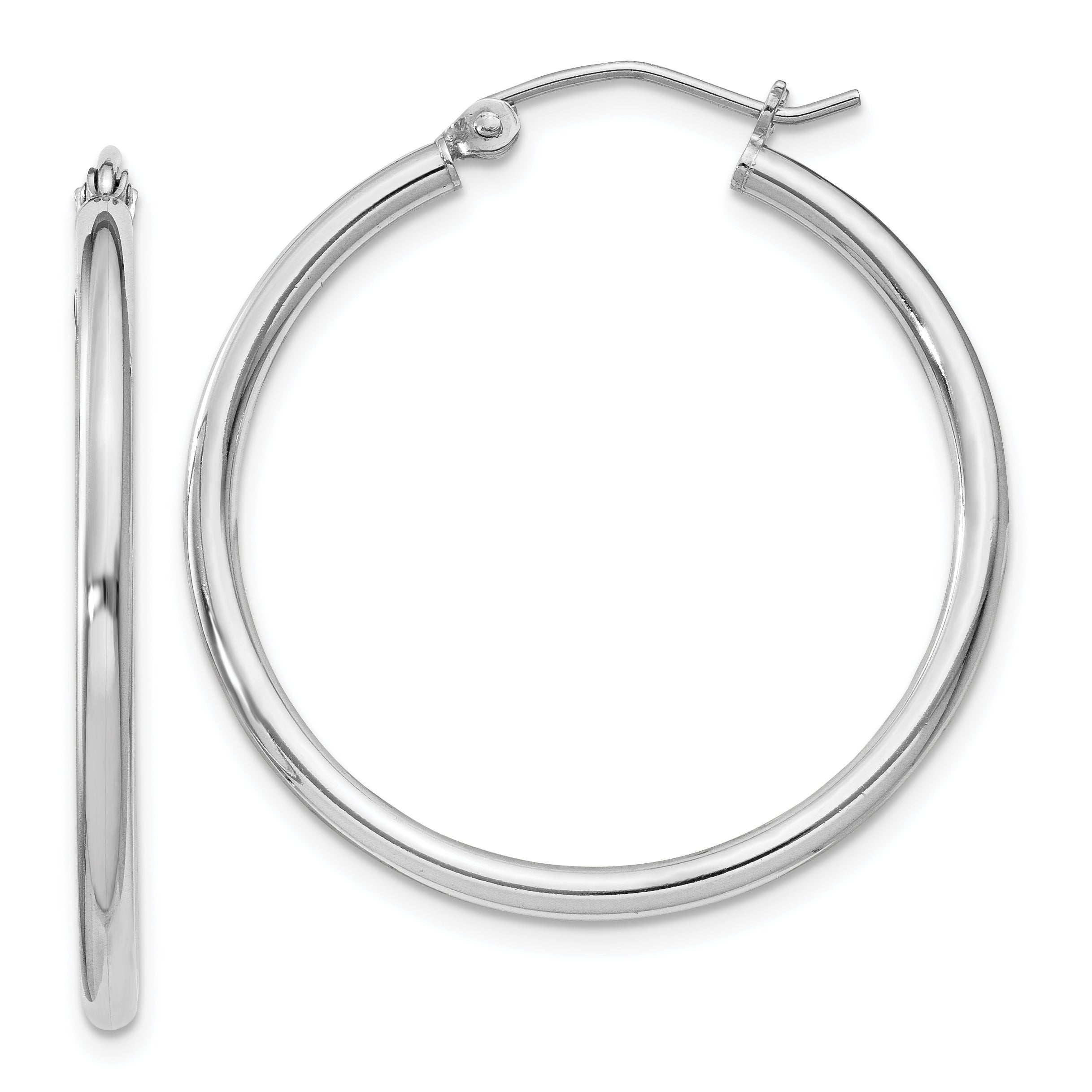 Sterling Silver Rhodium-plated 2mm Round Hoop Earrings Main image