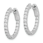 Sterling Shimmer Sterling Silver Rhodium-plated 34 Stone 1.9mm CZ In and Out Round Hinged Hoop Earrings