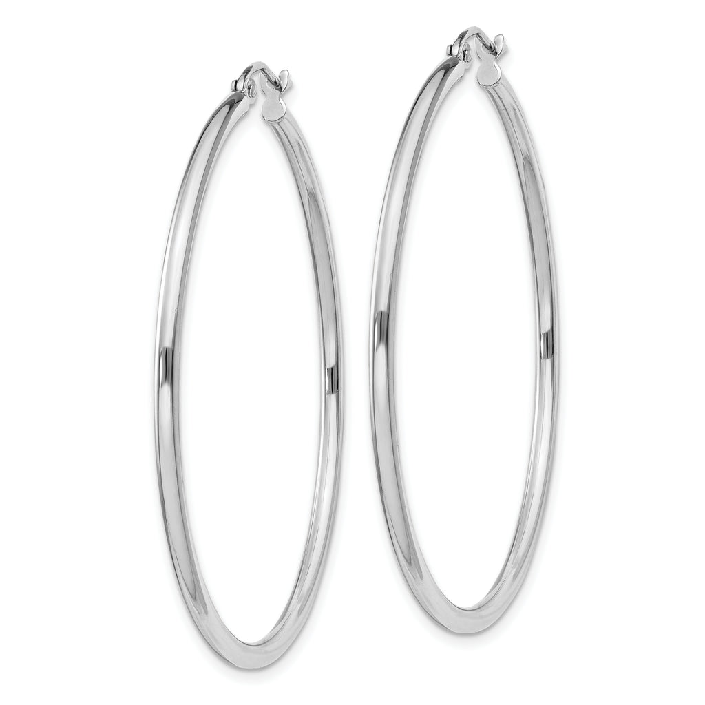 Sterling Silver Rhodium-plated 2mm Round Hoop Earrings