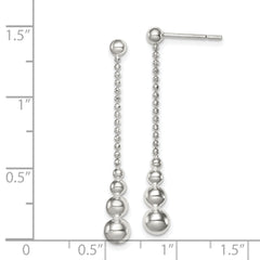 Sterling Silver Polished Teardrop & Bead Post Dangle Earrings