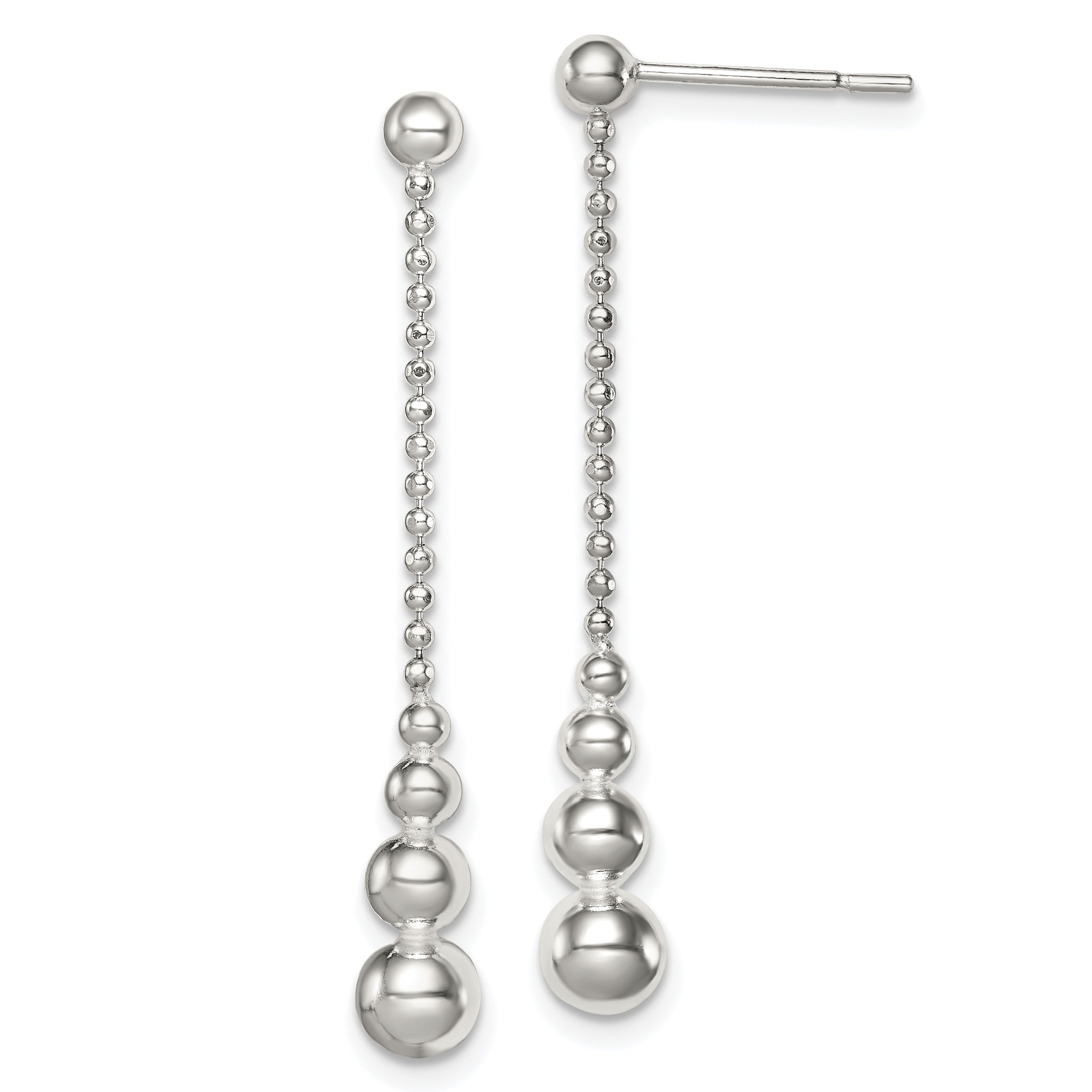 Sterling Silver Polished Teardrop & Bead Post Dangle Earrings Main image