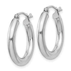 Sterling Silver Rhodium-Plated 3mm Round Hoop Earrings