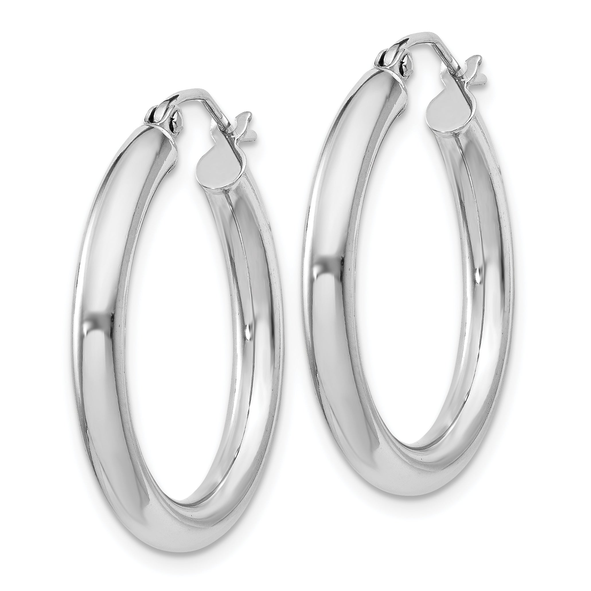 Sterling Silver Rhodium-Plated 3mm Round Hoop Earrings Secondary image