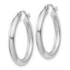 Sterling Silver Rhodium-Plated 3mm Round Hoop Earrings