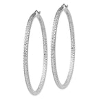 Sterling Silver Rhodium-plated D/C 3x60mm Hoop Earrings