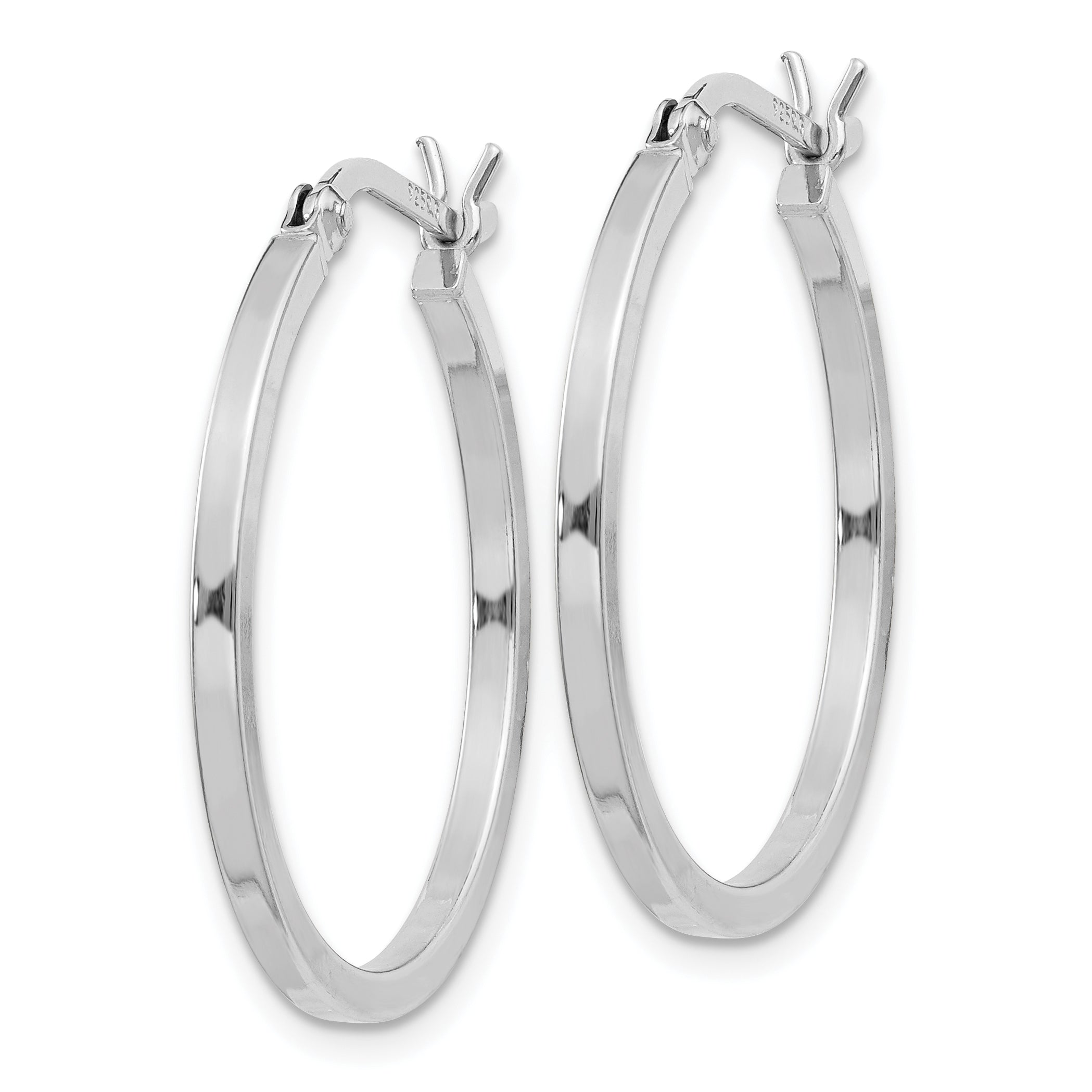 Sterling Silver Rhodium-plated 1.5x25mm Hoop Earrings Secondary image