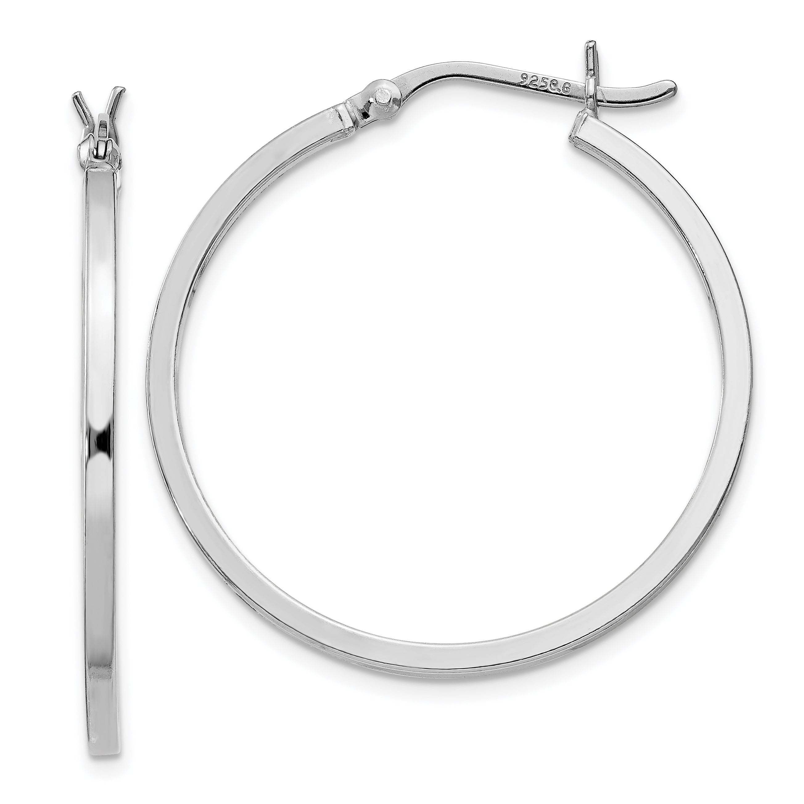 Sterling Silver Rhodium-plated 1.5x30mm Hoop Earrings Main image