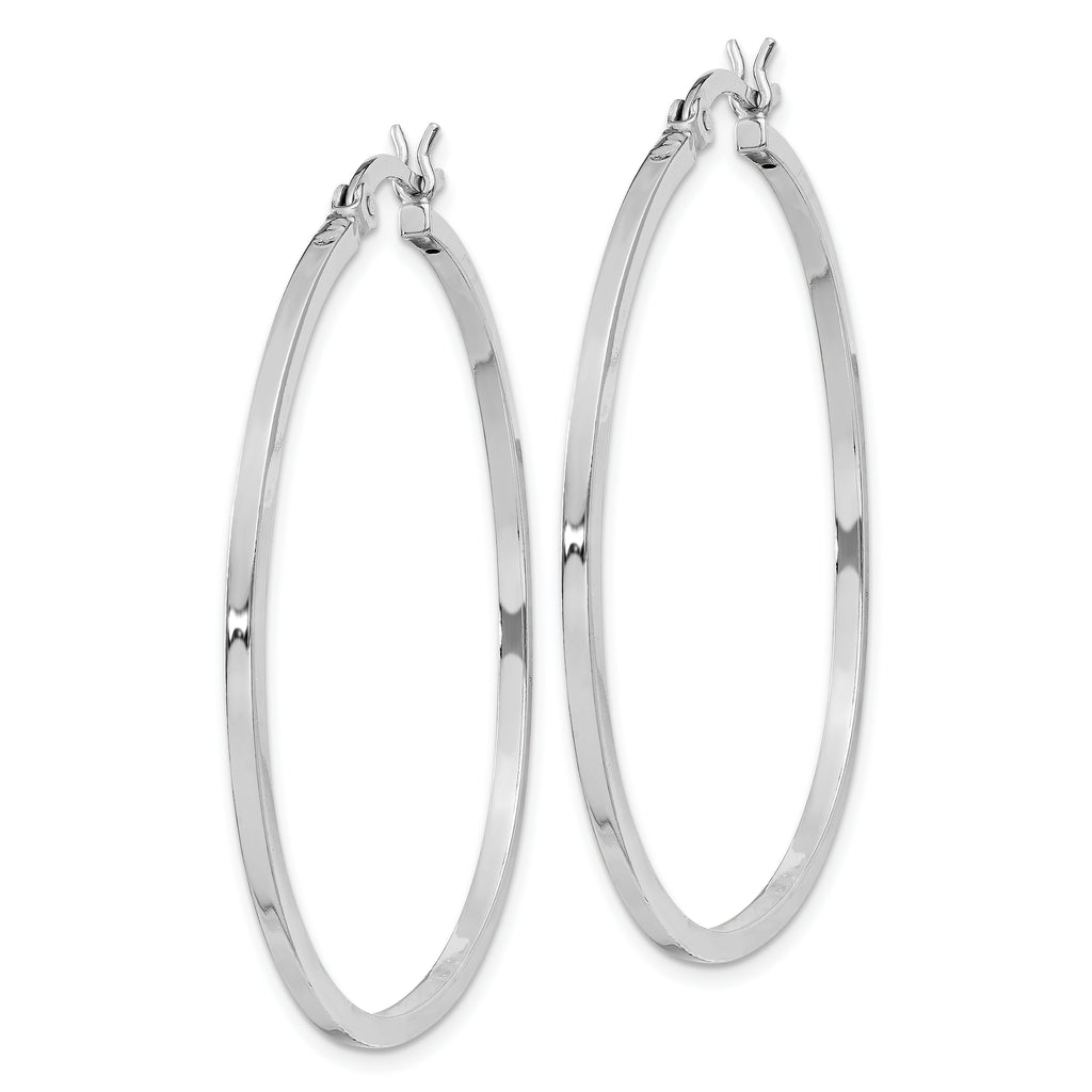 Sterling Silver Rhodium-plated 1.5x40mm Hoop Earrings