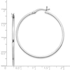 Sterling Silver Rhodium-plated 1.5x40mm Hoop Earrings