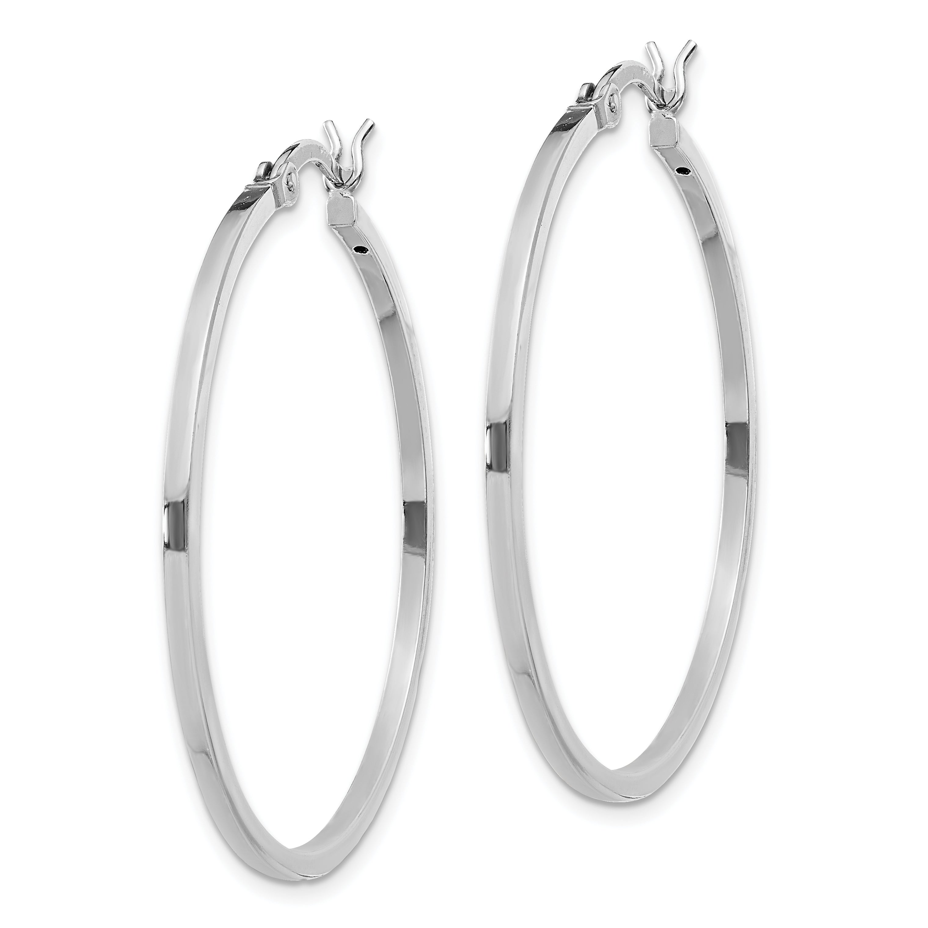 Sterling Silver Rhodium-plated 1.5x35mm Hoop Earrings Secondary image