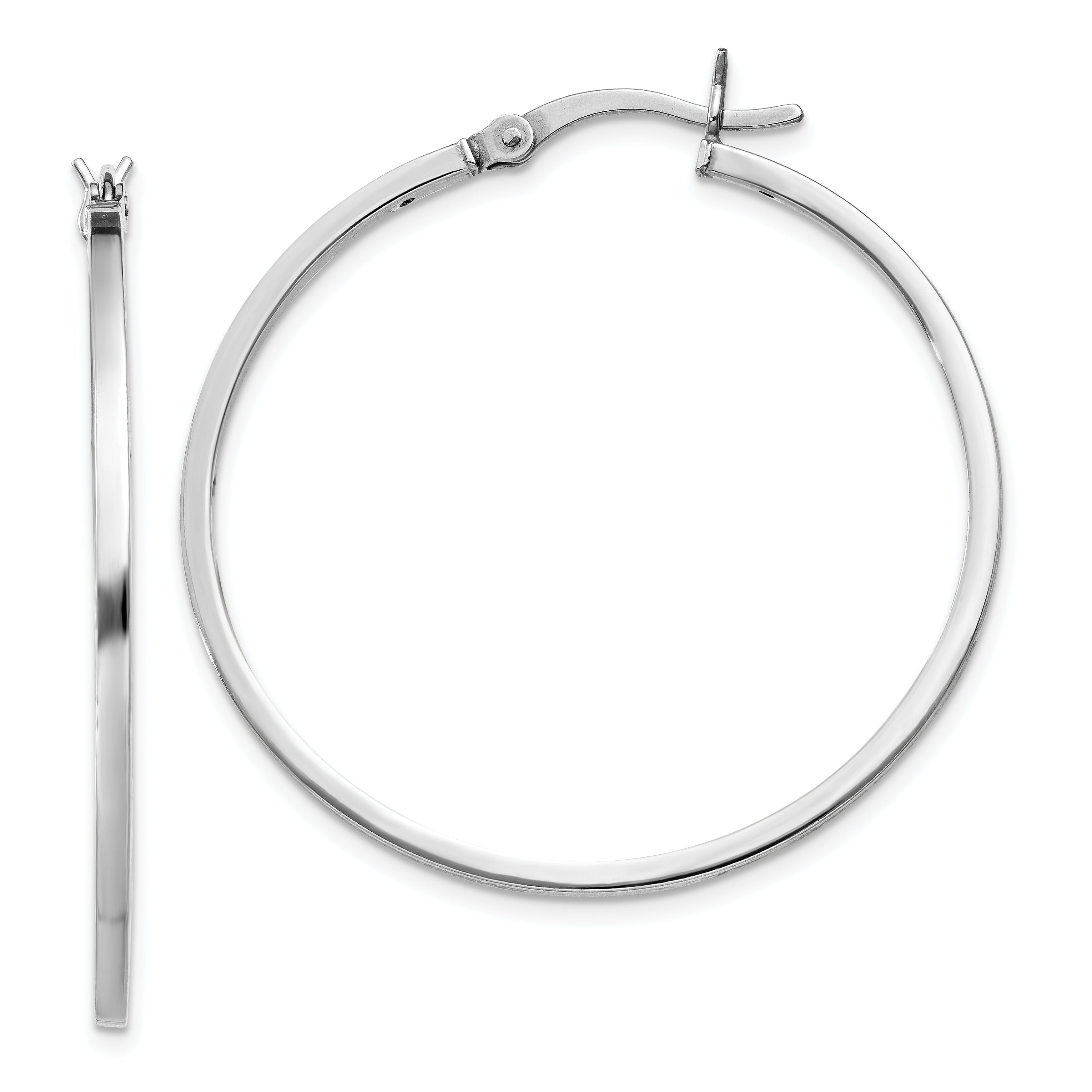 Sterling Silver Rhodium-plated 1.5x35mm Hoop Earrings Main image