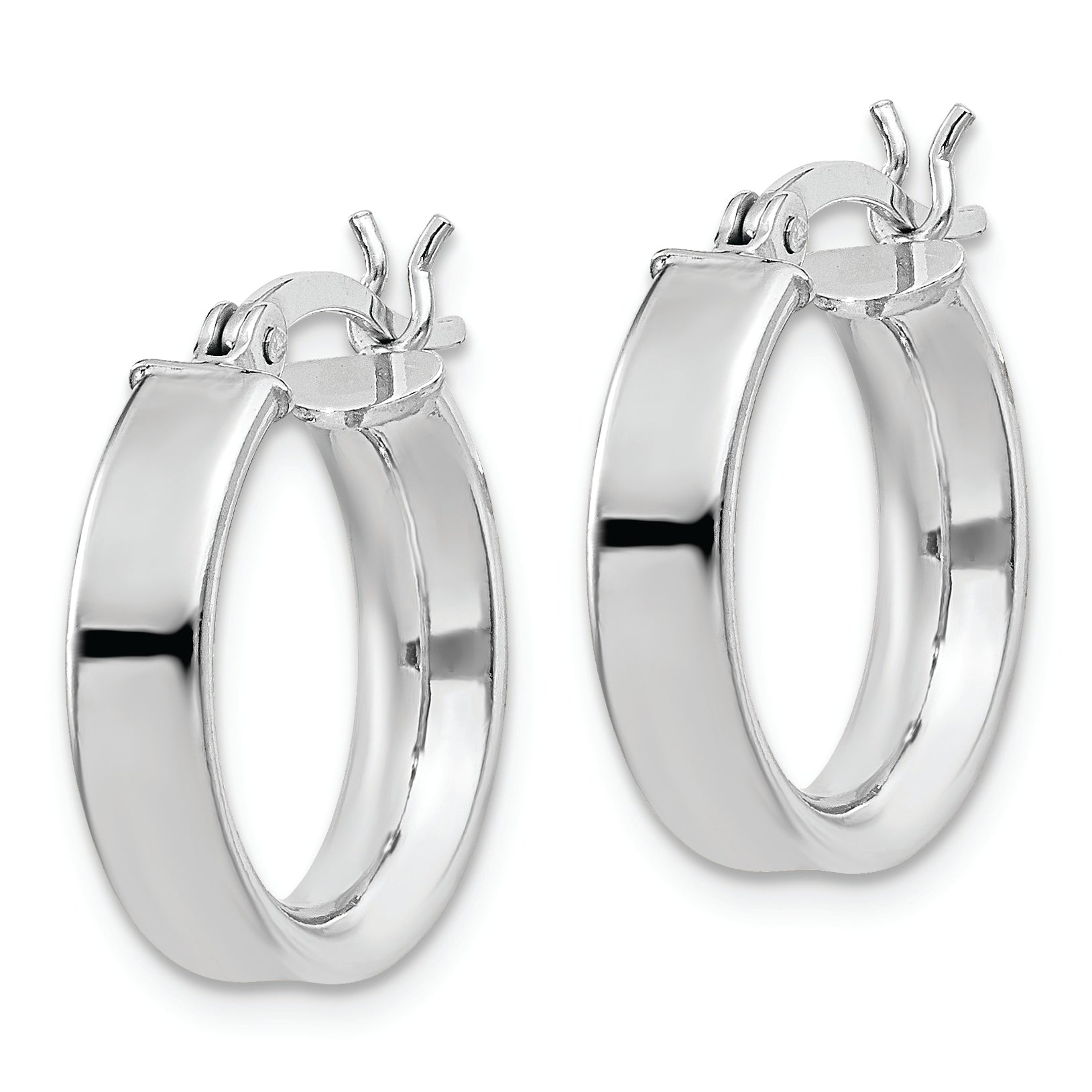 Sterling Silver Rhodium Plated 4x16mm Hoop Earrings Secondary image