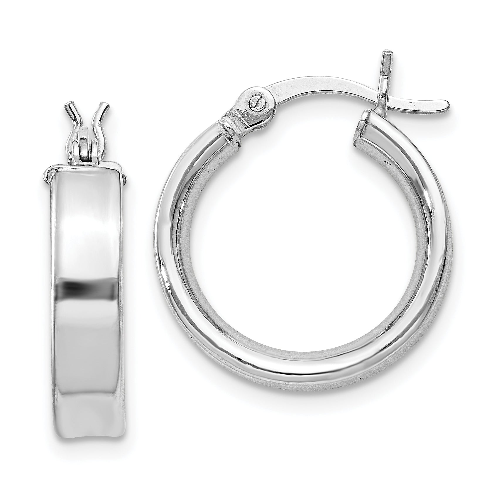 Sterling Silver Rhodium Plated 4x16mm Hoop Earrings Main image