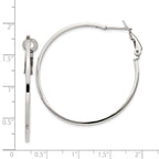 Sterling Silver RH-plated 1.5x40mm Omega Back Round Hoop Earrings