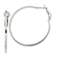 Sterling Silver RH-plated 1.5x40mm Omega Back Round Hoop Earrings