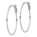 Sterling Silver RH-plated 1.5x50mm Omega Back Round Hoop Earrings